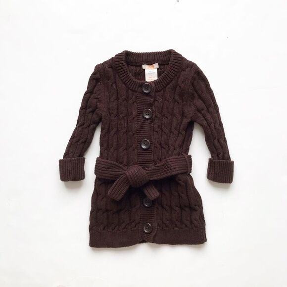 Joe Fresh brown cable knit long cardigan EUC 1 yr - Picture 1 of 4